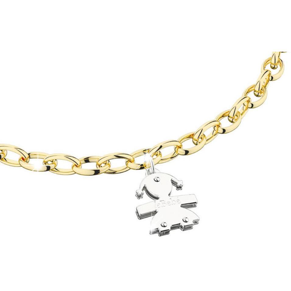 Bracciale in oro giallo e bianco con femminuccia 9kt