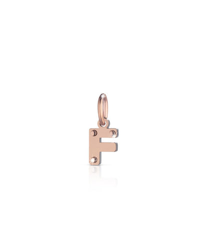 Lettera F in oro rosa e argento