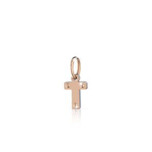 Lettera T in oro rosa e argento
