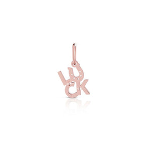 Scritta luck in oro rosa e argento