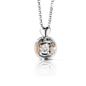 Collana in oro bianco punto luce con diamante.