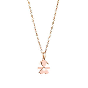Pendente femminuccia oro rosa
con diamante