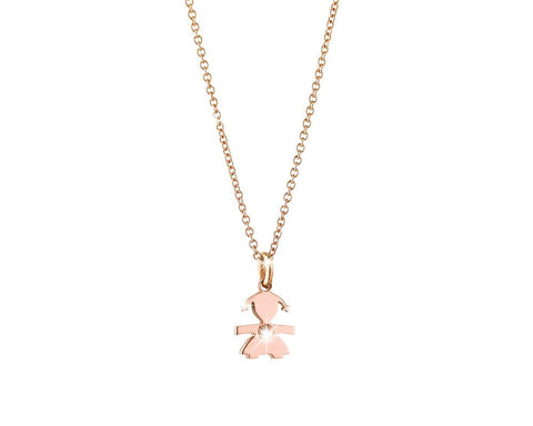 Pendente femminuccia oro rosa
con diamante