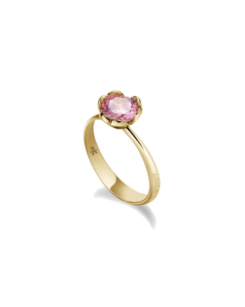 Anello Le Bebé Oro Giallo e Quarzo Rosa di sintesi