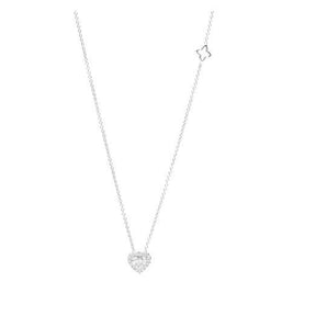 Girocollo Recarlo Anniversary Love punto luce Halo Heart oro bianco 18 kt e diamanti naturali taglio brillante forma cuore e forma rotonda Ct. 0,39
