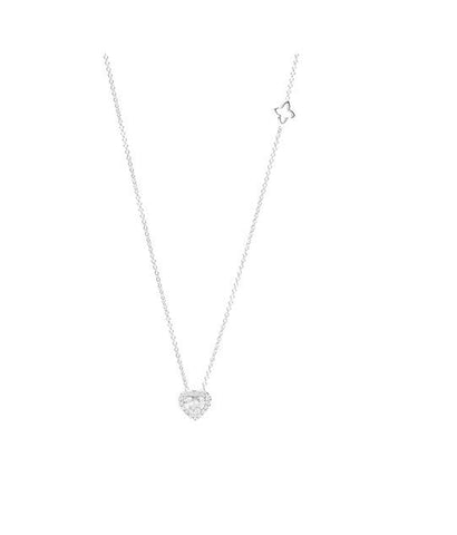 Girocollo Recarlo Anniversary Love punto luce Halo Heart oro bianco 18 kt e diamanti naturali taglio brillante forma cuore e forma rotonda Ct. 0,39