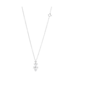 Girocollo Recarlo Anniversary Love tre pietre, oro bianco 18 kt e diamanti a scalare naturali taglio brillante forma cuore Ct. 0,51
