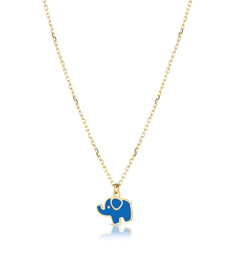 Collana in oro giallo con elefante smaltato