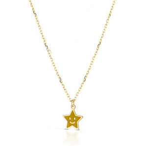 Collana in oro giallo con stella smaltata