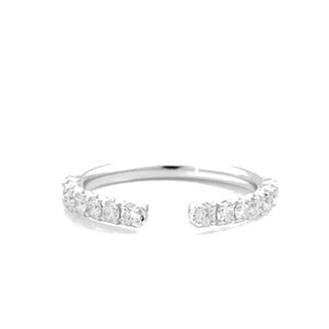 Anello veretta aperta, oro bianco 18 kt e diamanti taglio brillante Ct. 0,55