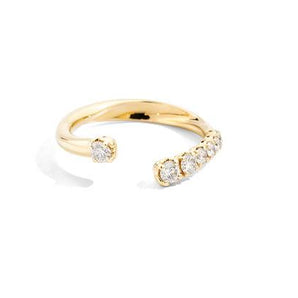 Anello Recarlo veretta aperta asimmetrica a scalare, oro giallo 18 kt e diamanti naturali taglio brillante Ct. 0,44