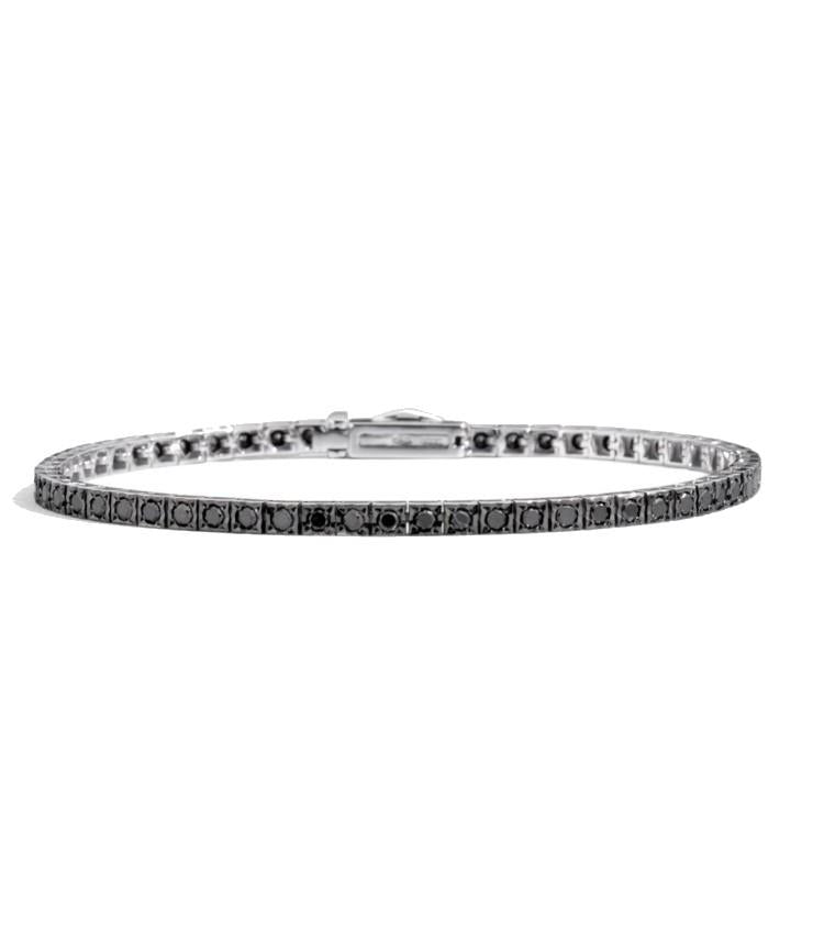 Bracciale tennis in oro bianco con diamanti neri Ct.1,45