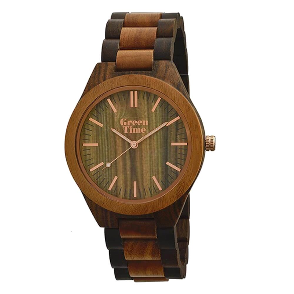 Orologio Green time in legno di noce e sandalo